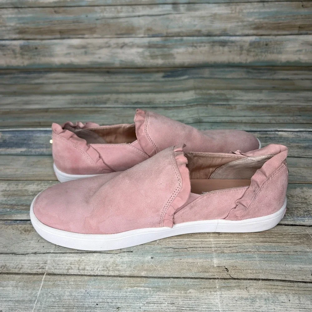 Kate Spade New York Womens 7M Leather Lillie Ruffle Slip On Sneakers‎ Suede